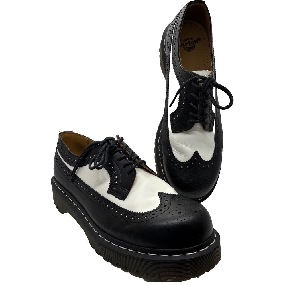 Dr Doc Martens Men's 10 (W11) US Black White Bex Brogue Oxford Shoes 10458